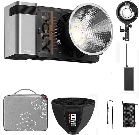 ZHIYUN MOLUS X100 Pro 100W COB LED Video Light Bi-Color 2700K-6500K Permanent Output Lighting, Bluetooth App Control, Bowens Mount Kit, DC/PD Power Supply in Saudi Arabia