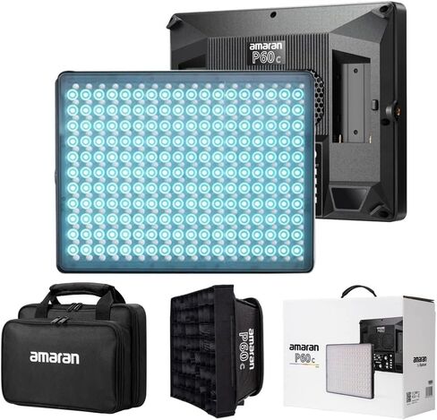 Aputure Amaran P60c LED Panel Video Light - RGBWW Full-Color 60W Continuous Output Lighting with Softbox, App Control, 10 Effects, Stepless Dimming - Professional Aputure Light for Video Production in Saudi Arabia