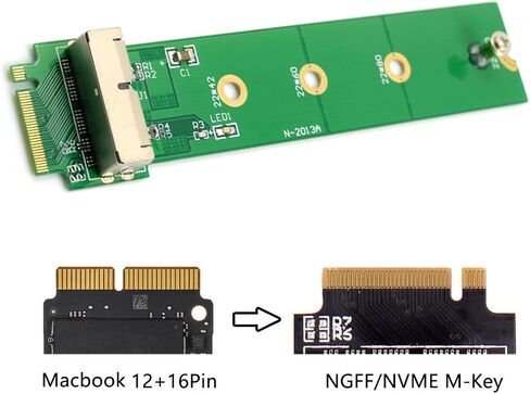 Cablecc PCI Express PCI-E 1X إلى 12+16Pin 2013-2017 Mac Pro Air SSD تحويل بطاقة لـ A1493 A1502 A1465 A1466 in Kuwait