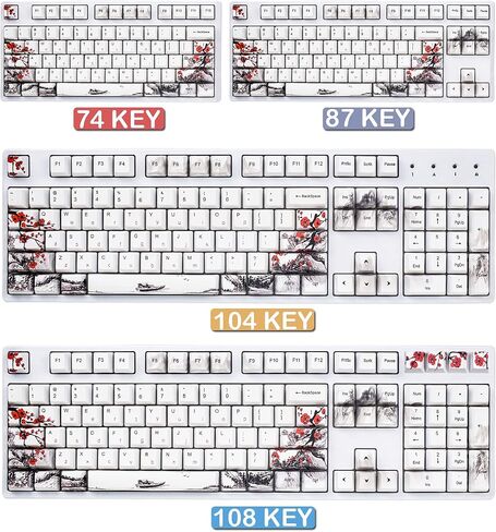 مجموعة MOLGRIA Keycaps 110 للوحة المفاتيح الميكانيكية بالحجم الكامل، أغطية مفاتيح ملف تعريف PBT OEM مخصصة الخط الياباني مع أداة سحب غطاء المفاتيح لـ Cherry MX 104/87/71/61 60 بالمائة لوحة المفاتيح (زهر البرقوق) in Saudi Arabia