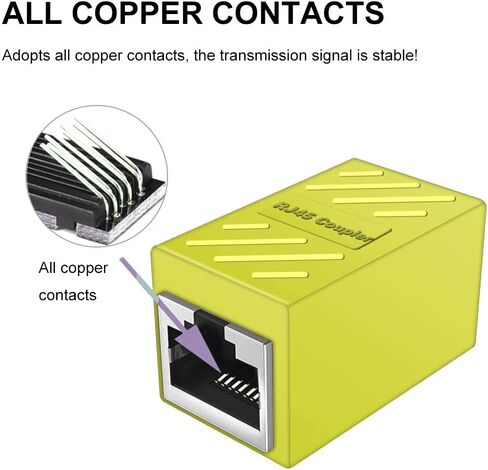 وصلة RJ45 مكونة من 5 قطع، وصلة إيثرنت Yeung Qee RJ45، لكابل إيثرنت Cat7/Cat6/Cat5e/Cat5 - وصلة كابل الشبكة أنثى إلى أنثى (أسود) in Kuwait