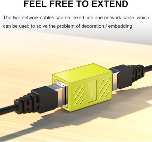 وصلة RJ45 مكونة من 5 قطع، وصلة إيثرنت Yeung Qee RJ45، لكابل إيثرنت Cat7/Cat6/Cat5e/Cat5 - وصلة كابل الشبكة أنثى إلى أنثى (أسود) in Kuwait