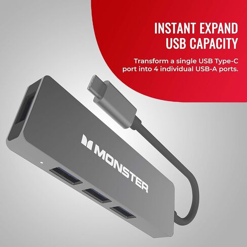 Monster USB-C 4-Port Hub - USB Type-C to 4 USB 3.0 Connectors in Saudi Arabia