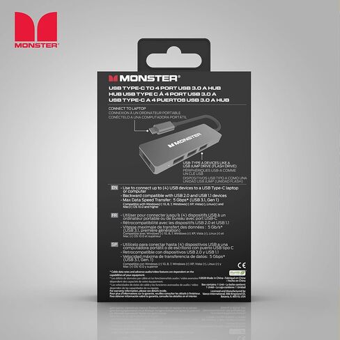 Monster USB-C 4-Port Hub - USB Type-C to 4 USB 3.0 Connectors in Saudi Arabia