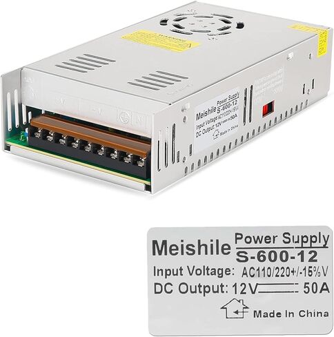 MEISHILE 12V 50A 600W DC محول التيار الكهربائي PSU AC-DC 12Volt محول صناعي محول 0-40/25amps LED محرك ضوء مصباح متر طابعة كهربائية أشباه الموصلات محرك مضخة مروحة باردة in Kuwait