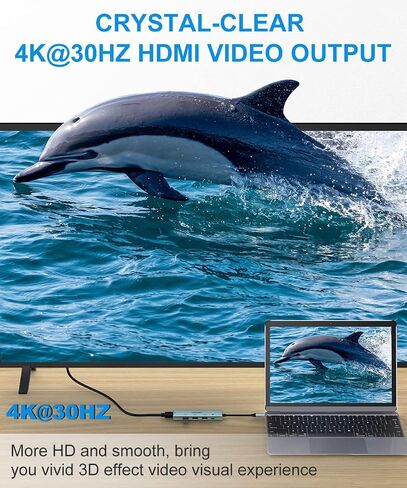 موزع USB C، 5 في 1 USB C Splitter Thunderbolt 3 Hub إلى 4K HDMI محول لجهاز MacBook، 3 منافذ USB، شاحن PD 100W، Chosure Type C Dongle متوافق مع MacBook، المزيد (أزرق غامق) in Saudi Arabia