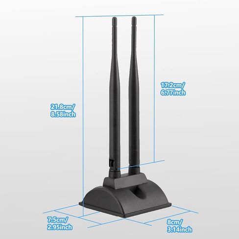 POBADY WiFi Antenna 2.4G / 5.8G ثنائي التردد هوائيات مزدوجة إشارة معززة قاعدة مغناطيسية 6dBi RP-SMA محول سطح المكتب PCIE بطاقة الشبكة AX200 هوائي خارجي 1.2M 3.9ft لبطاقة توجيه WiFi اللاسلكية in Kuwait