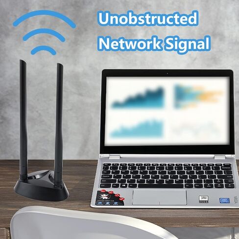 POBADY WiFi Antenna 2.4G / 5.8G ثنائي التردد هوائيات مزدوجة إشارة معززة قاعدة مغناطيسية 6dBi RP-SMA محول سطح المكتب PCIE بطاقة الشبكة AX200 هوائي خارجي 1.2M 3.9ft لبطاقة توجيه WiFi اللاسلكية in Kuwait