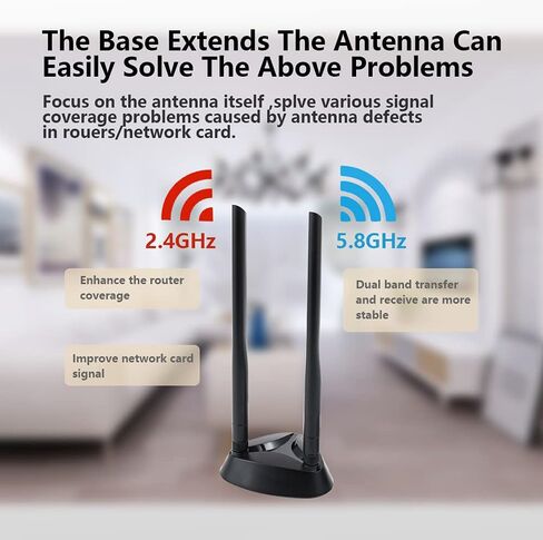 POBADY WiFi Antenna 2.4G / 5.8G ثنائي التردد هوائيات مزدوجة إشارة معززة قاعدة مغناطيسية 6dBi RP-SMA محول سطح المكتب PCIE بطاقة الشبكة AX200 هوائي خارجي 1.2M 3.9ft لبطاقة توجيه WiFi اللاسلكية in Kuwait