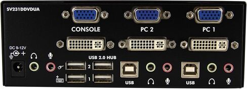 محول StarTech.com بمنفذين KVM - DVI وVGA مع محور صوت وUSB 2.0 - شاشة مزدوجة / عرض / مفتاح KVM للشاشة - DVI VGA (SV231DDVDUA) in Saudi Arabia