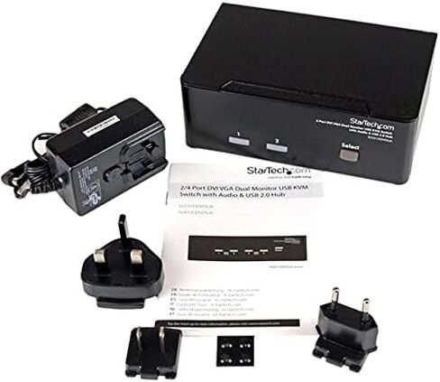 محول StarTech.com بمنفذين KVM - DVI وVGA مع محور صوت وUSB 2.0 - شاشة مزدوجة / عرض / مفتاح KVM للشاشة - DVI VGA (SV231DDVDUA) in Saudi Arabia