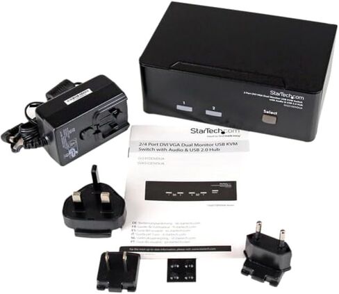 محول StarTech.com بمنفذين KVM - DVI وVGA مع محور صوت وUSB 2.0 - شاشة مزدوجة / عرض / مفتاح KVM للشاشة - DVI VGA (SV231DDVDUA) in Saudi Arabia