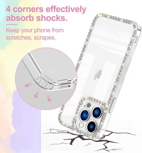 VAOXTY متوافق مع iPhone 11، جراب شفاف بلينغ الماس حجر الراين لطيف للفتيات والنساء، جراب بناتي لامع ولامع، تصميم ممتص للصدمات ناعم من السيليكون الفاخر، جراب هاتف ثلاثي الأبعاد واقي in Kuwait