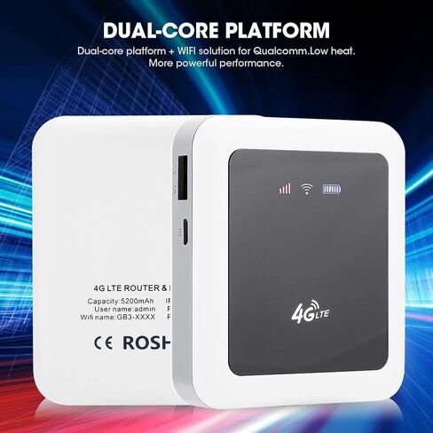 4G LTE Mobile Hotspot 5200mAh شاحن متنقل باور بانك، جهاز توجيه متنقل صغير مع بنك طاقة للسفر يدعم نقاط اتصال واي فاي، إنشاء تلقائي، بنك طاقة متنقل وجيب واي فاي، مدعوم فقط في أوروبا in Kuwait
