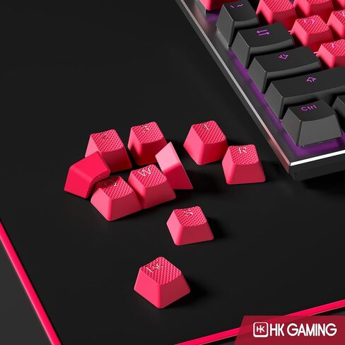 مجموعة أغطية مفاتيح مزدوجة مطاطية بإضاءة خلفية من HK GAMING | ملف تعريف OEM للوحة المفاتيح الميكانيكية (23 مفتاحًا، حبر أسود) in Kuwait
