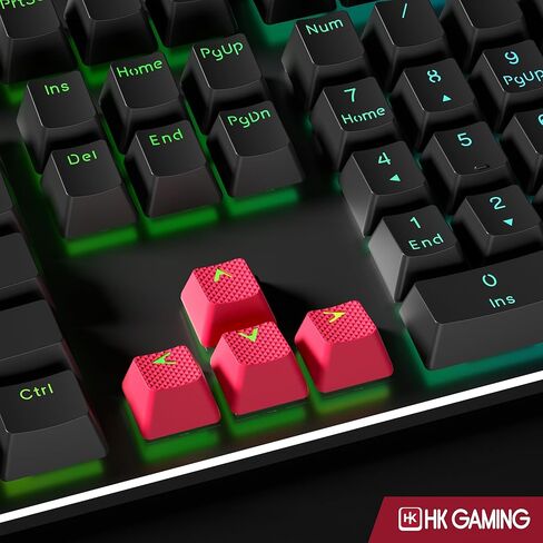مجموعة أغطية مفاتيح مزدوجة مطاطية بإضاءة خلفية من HK GAMING | ملف تعريف OEM للوحة المفاتيح الميكانيكية (23 مفتاحًا، حبر أسود) in Kuwait
