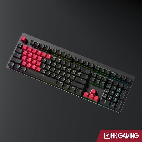 مجموعة أغطية مفاتيح مزدوجة مطاطية بإضاءة خلفية من HK GAMING | ملف تعريف OEM للوحة المفاتيح الميكانيكية (23 مفتاحًا، حبر أسود) in Kuwait