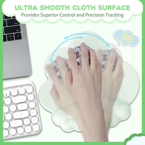 3 in 1 Ergonomic Rainbow Cloud Wrist Rest and Mouse Pad Set with Coaster for Mechanical Gaming Keyboard, Keyboard Palm Rest Pad & Gel Mouse Pad, Easy Typing & Pain Relief for Home Office in Kuwait