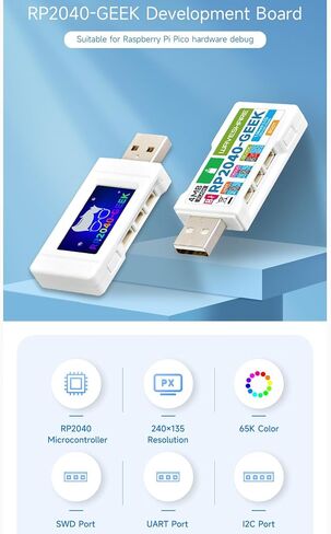 لوحة تطوير RP2040-GEEK تعتمد على وحدة تحكم دقيقة RP2040 مع شاشة LCD ملونة 65 كيه مقاس 1.15 انش، تنزيل تصحيح وتصحيح USB مناسب لجهاز راسبيري باي بيكو in Saudi Arabia