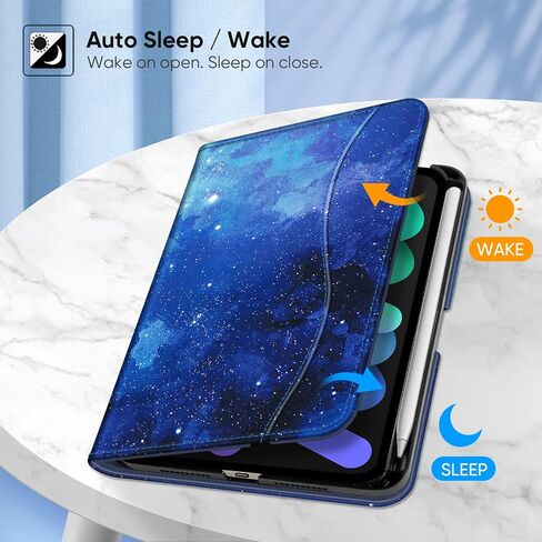 حافظة Fintie Folio لجهاز iPad Mini 6 2021، غطاء حامل ذكي متعدد الزوايا مع حامل قلم وجيب، خاصية النوم/الاستيقاظ التلقائي لجهاز iPad Mini الجيل السادس 8.3 بوصة، Blossom in Saudi Arabia