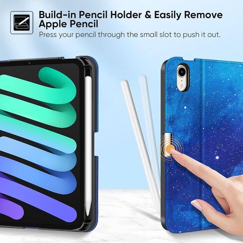 حافظة Fintie Folio لجهاز iPad Mini 6 2021، غطاء حامل ذكي متعدد الزوايا مع حامل قلم وجيب، خاصية النوم/الاستيقاظ التلقائي لجهاز iPad Mini الجيل السادس 8.3 بوصة، Blossom in Saudi Arabia