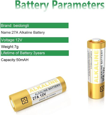 Beidongli 27A 12V Alkaline Batteries A27S MN27 L828 A27 12V High Endurance Battery 5 Piece 【3 Years Warranty】 in Kuwait