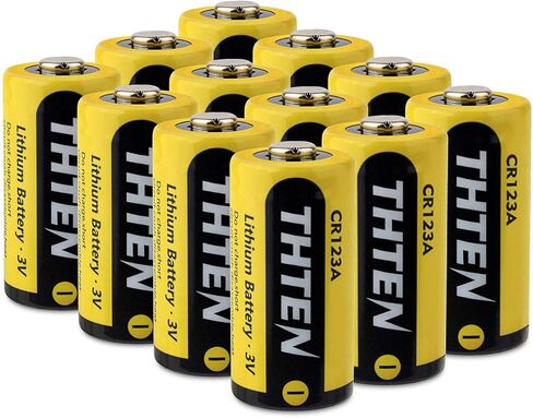 بطارية ليثيوم THTEN CR123A 3 فولت، 1600 مللي أمبير في الساعة عالية الطاقة غير قابلة لإعادة الشحن CR123 123A 123 CR17345 بطاريات صور مع حماية PTC بطاريات ليثيوم للصور لبولارويد، والميكروفونات، ومصباح يدوي، 12 حزمة in Kuwait