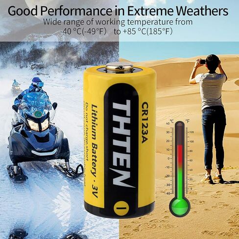 بطارية ليثيوم THTEN CR123A 3 فولت، 1600 مللي أمبير في الساعة عالية الطاقة غير قابلة لإعادة الشحن CR123 123A 123 CR17345 بطاريات صور مع حماية PTC بطاريات ليثيوم للصور لبولارويد، والميكروفونات، ومصباح يدوي، 12 حزمة in Kuwait