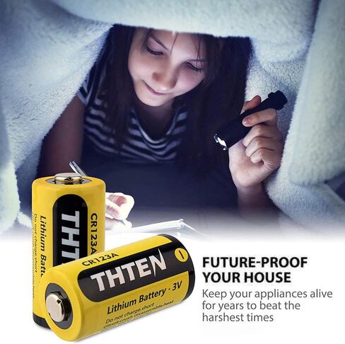 بطارية ليثيوم THTEN CR123A 3 فولت، 1600 مللي أمبير في الساعة عالية الطاقة غير قابلة لإعادة الشحن CR123 123A 123 CR17345 بطاريات صور مع حماية PTC بطاريات ليثيوم للصور لبولارويد، والميكروفونات، ومصباح يدوي، 12 حزمة in Kuwait