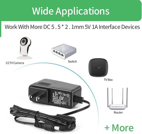 Security-01 2-Pack AC to DC 5V 1A Power Supply Plug 5.5mm x 2.1mm UL المدرجة في لجنة الاتصالات الفيدرالية (FCC) in Saudi Arabia