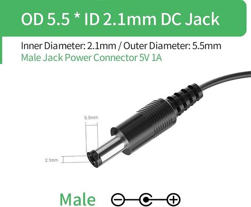 Security-01 2-Pack AC to DC 5V 1A Power Supply Plug 5.5mm x 2.1mm UL المدرجة في لجنة الاتصالات الفيدرالية (FCC) in Saudi Arabia