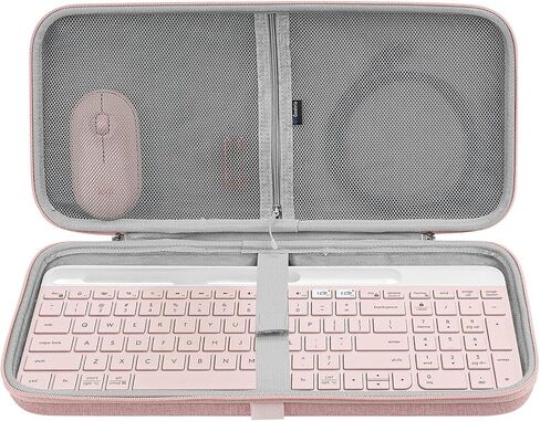 حافظة لوحة المفاتيح ذات الغلاف الصلب من GEEKRIA متوافقة مع Logitech K580، K585 Slim Multi-Device، MK470 Slim Wireless، حقيبة حمل للفأرة المدمجة المتوافقة مع Logitech MX Anywhere 3 (وردي) in Saudi Arabia