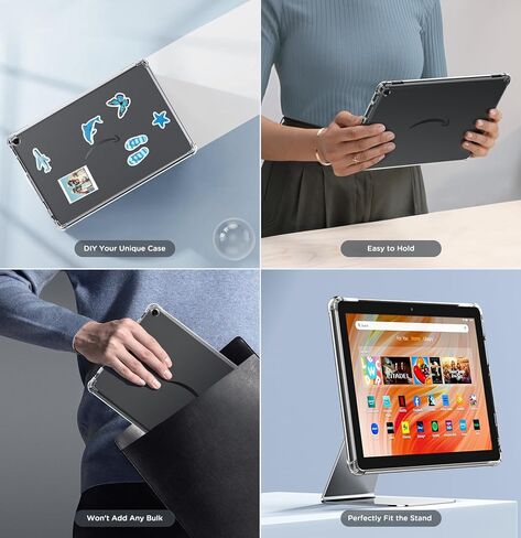 حافظة MoKo لجهاز Amazon Kindle Fire HD 10 اللوحي الجديد تمامًا (الجيل الثالث عشر، إصدار 2023) مقاس 10.1 بوصة، غطاء خلفي ممتص للصدمات من الجلد الشفاف الناعم المرن للغاية للكمبيوتر اللوحي Fire 10 2023، شفاف in Saudi Arabia