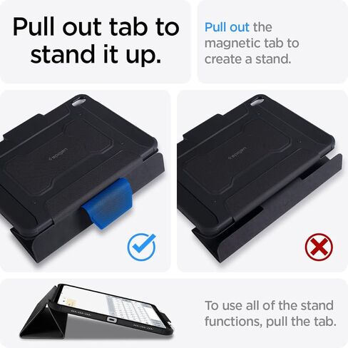 Spigen Rugged Armor Pro مصمم لجهاز iPad Air الجيل الخامس (2022) / حافظة iPad Air الجيل الرابع (2020) مقاس 10.9 بوصة مع حامل قلم رصاص - أسود in Kuwait