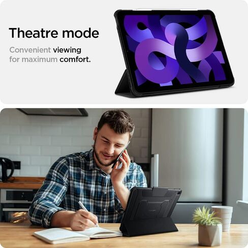 Spigen Rugged Armor Pro مصمم لجهاز iPad Air الجيل الخامس (2022) / حافظة iPad Air الجيل الرابع (2020) مقاس 10.9 بوصة مع حامل قلم رصاص - أسود in Kuwait