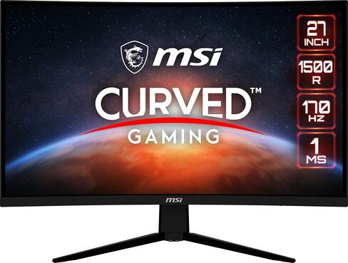MSI شاشة العاب G273CQ، 27 انش، 2560 × 1440 (QHD)، VA 170Hz، فري سينك بريميوم، HDR، HDMI، منفذ عرض، امالة، اسود in Kuwait