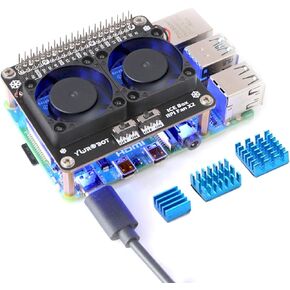مراوح تبريد مزدوجة Raspberry Pi 4B ، مجموعة Raspberry Pi 4B ، Raspberry Pi 4B GPIO Expansion Board DC 5V 0.2A مع LED متوافق مع Raspberry Pi 4B / 3B+ / 3B / 3A + in Kuwait