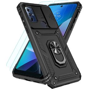SunStory for Motorola Moto G Play 2023 Case,Moto G Pure Case, Moto G Power 2022 Case with HD Screen Protector [2Packs],Two in One Structure Protection (Kickstand_Red)