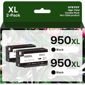 950XL Black Ink Cartridges Compatible for HP 950 XL Ink Replacement High Yield Use with OfficeJet Pro 8600 8610 8615 8620 8100 8630 8660 8640 8615 8625 276DW 251DW Printer (Black, 2 Pack)