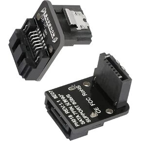 GELRHONR الزاوية اليمنى SATA 7Pin أنثى إلى 7pin ذكر محول، 90 درجة SATA 7pin محول اللوحة الرئيسية لأجهزة الكمبيوتر المكتبية SSD HDD (أسود - أعلى/أسفل)