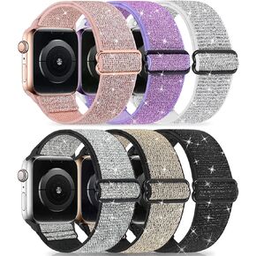Adjustable Elastics Band Compatible with Apple Watch 38mm 40mm 41mm 42mm 44mm 45mm, Sport Solo Loop Stretch Nylon Replacement Wristband for iWatch SE Series 8 7 6 5 4 3 2 1