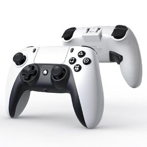 وحدة التحكم اللاسلكية ShanWan لجهاز PS4/ Silm/Pro. لوحة ألعاب لاسلكية عن بعد متوافقة مع أجهزة الكمبيوتر/PS4. بطارية مدمجة بقدرة 600 مللي أمبير في الساعة مع صدمة مزدوجة/مقبس 3.5 ملم/مستشعر 6 محاور/أزرار خلفية (أبيض وأسود) in Kuwait