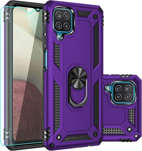 Galaxy A12 Case,Samsung A12 Case,with Screen Protector,[Military Grade] 16ft. Drop Tested Cover with Magnetic Kickstand Car Mount Protective Case for Samsung Galaxy A12, Blue in Kuwait
