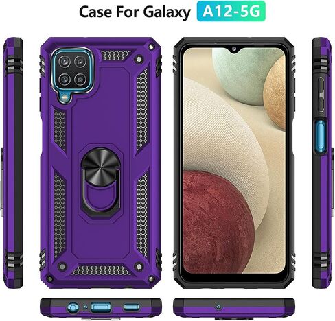 Galaxy A12 Case,Samsung A12 Case,with Screen Protector,[Military Grade] 16ft. Drop Tested Cover with Magnetic Kickstand Car Mount Protective Case for Samsung Galaxy A12, Blue in Kuwait