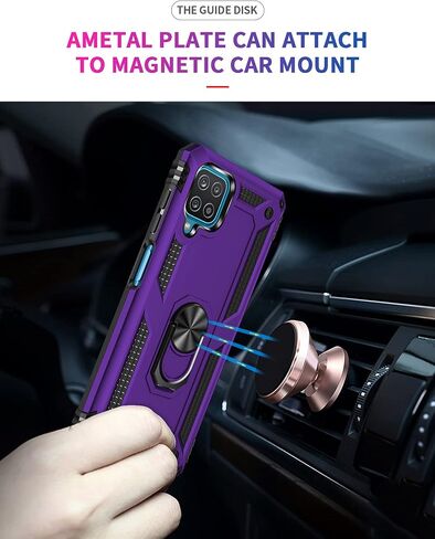 Galaxy A12 Case,Samsung A12 Case,with Screen Protector,[Military Grade] 16ft. Drop Tested Cover with Magnetic Kickstand Car Mount Protective Case for Samsung Galaxy A12, Blue in Kuwait