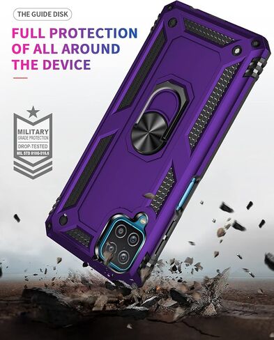 Galaxy A12 Case,Samsung A12 Case,with Screen Protector,[Military Grade] 16ft. Drop Tested Cover with Magnetic Kickstand Car Mount Protective Case for Samsung Galaxy A12, Blue in Kuwait