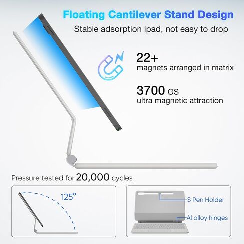 حافظة لوحة المفاتيح doqo Samsung Galaxy Tab S9+/S8+/S7 Plus/S7 FE مقاس 12.4 بوصة، حافظة مغناطيسية مع لوحة مفاتيح مدمجة ولوحة لمس مدمجة، حامل ناتئ عائم بإضاءة خلفية، غطاء واقٍ نحيف، أبيض in Kuwait