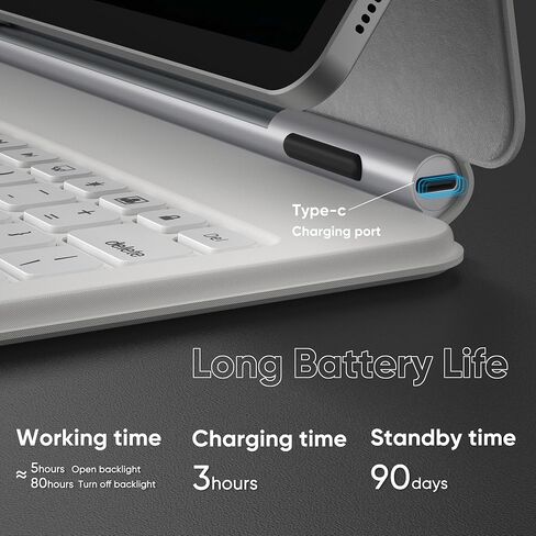 حافظة لوحة المفاتيح doqo Samsung Galaxy Tab S9+/S8+/S7 Plus/S7 FE مقاس 12.4 بوصة، حافظة مغناطيسية مع لوحة مفاتيح مدمجة ولوحة لمس مدمجة، حامل ناتئ عائم بإضاءة خلفية، غطاء واقٍ نحيف، أبيض in Kuwait