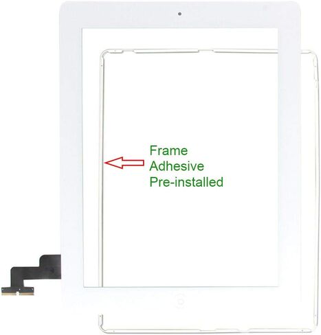 قطعة غيار للشاشة T Phael White لجهاز iPad 2 A1395 A1396 A1397، iPad2 مجموعة زجاجية أمامية تعمل باللمس - تتضمن زر الصفحة الرئيسية + حامل كاميرا + لاصق مثبت مسبقًا + مجموعة أدوات in Kuwait