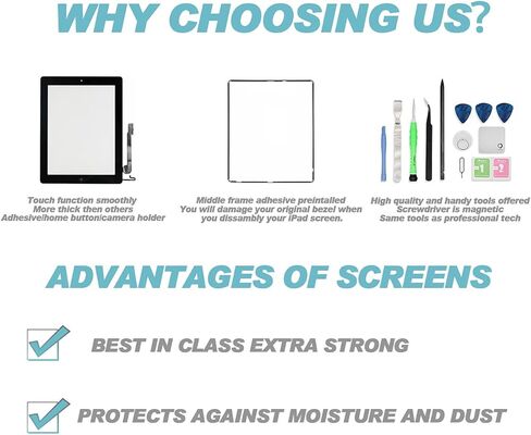 مجموعة قطع غيار لشاشة اللمس Fixcracked، مجموعة زجاجية رقمية لجهاز Ipad air 1st White in Kuwait